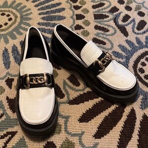 Stylish White and Black Loafers